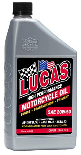 Lucas Oil 10700 High Performance SAE 20W-50 Motorcycle Oil -...