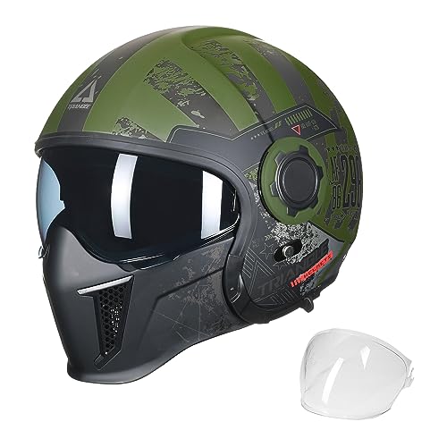 TRIANGLE Open Face Motorcycle Helmet 3/4 Half for Men with...